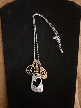 Lia Sophia Two-Tone Heart & Peace Charm Necklace